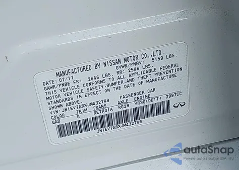 2018 Infiniti Q50 3.0T Luxe from USA, damaged, VIN JN1EV7ARXJM432749